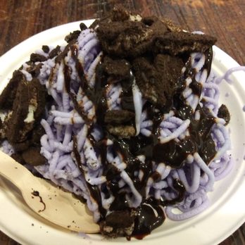 Gelato and Angels - Spaghetti lavender & honey gelato + Oreo and chocolate sauce topping ($7.50) - Desserts Near Me - Manhattan Beach, California Gelato and Angels - Spaghetti lavender & honey gelato + Oreo and chocolate sauce topping ($7.50) - Desserts Near Me - Manhattan Beach, California