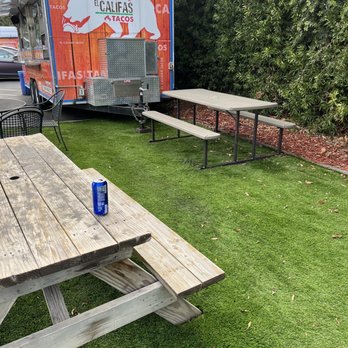 El Califas Tacos - Nice place to sit and eat next to the truck. They've made a welcoming space, on the busy corner of Maude and Matilda - Food Trucks Near Me - Sunnyvale, California El Califas Tacos - Nice place to sit and eat next to the truck. They've made a welcoming space, on the busy corner of Maude and Matilda - Food Trucks Near Me - Sunnyvale, California