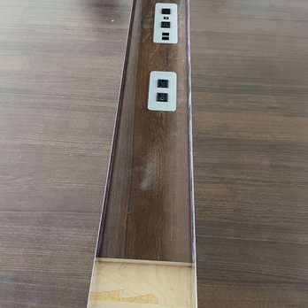 90 Degree Office Concepts - Outlets misaligned (it's like this is both spaces) and all four edges all have this raw wood on the tabletop. - Office Equipment Near Me - Fort Lauderdale, Florida