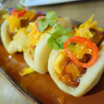 Gather in Jackson Hole - Steamed Pork Buns (crispy pork belly, ginger ponzu sauce, radish slaw) - New American Near Me - Jackson, Wyoming Gather in Jackson Hole - Steamed Pork Buns (crispy pork belly, ginger ponzu sauce, radish slaw) - New American Near Me - Jackson, Wyoming