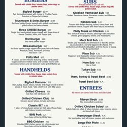 Bigfoot’s Bar and Grill - Menu
