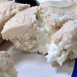 Cream filled long John with Peanut butter icing Cream filled long John with Peanut butter icing