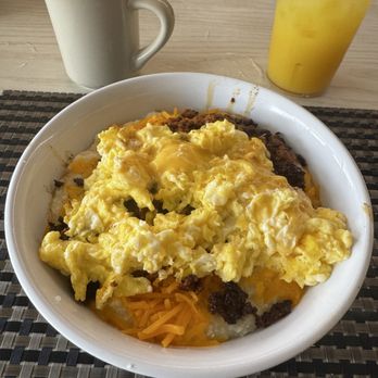 16th Avenue Diner - Cheesy Grits Bowl with Chorizo and Cheesy Eggs! - Breakfast & Brunch Near Me - Gainesville, Florida 16th Avenue Diner - Cheesy Grits Bowl with Chorizo and Cheesy Eggs! - Breakfast & Brunch Near Me - Gainesville, Florida