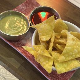 Wonton chips and salsa Wonton chips and salsa