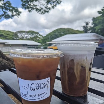 Dark Horse Coffee Roasters - haupia cold brew and ice coffee with oat milk - Coffee Roasteries Near Me - Koloa, Hawaii Dark Horse Coffee Roasters - haupia cold brew and ice coffee with oat milk - Coffee Roasteries Near Me - Koloa, Hawaii