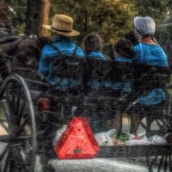 Lancaster - Edit of Amish in horse drawn carriages / buggies