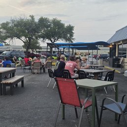 Outdoor seating with live music, perfect volume. Outdoor seating with live music, perfect volume.