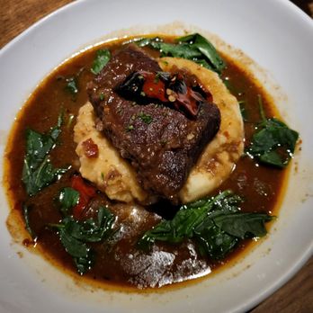 Eureka! - Short ribs on pureed (sp?) Potatoes w spinach - American Near Me - Las Vegas, Nevada Eureka! - Short ribs on pureed (sp?) Potatoes w spinach - American Near Me - Las Vegas, Nevada