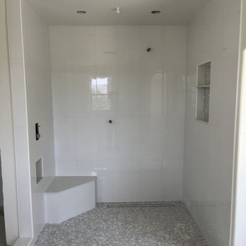 TNT Tile - Shower tile installation with linear drain, custom bench and niche with shelf - Tiling Near Me TNT Tile - Shower tile installation with linear drain, custom bench and niche with shelf - Tiling Near Me