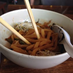 O'Sushi Japanese Restaurant - This is a $20 chicken soba noodle bowl. 5 pieces of overcooked chicken, chewy and slimy soba noodles, vegetables were brown.