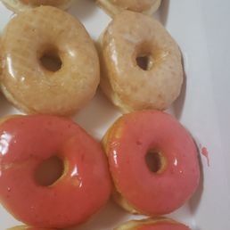 Strawberry glazed and glazed doughnut