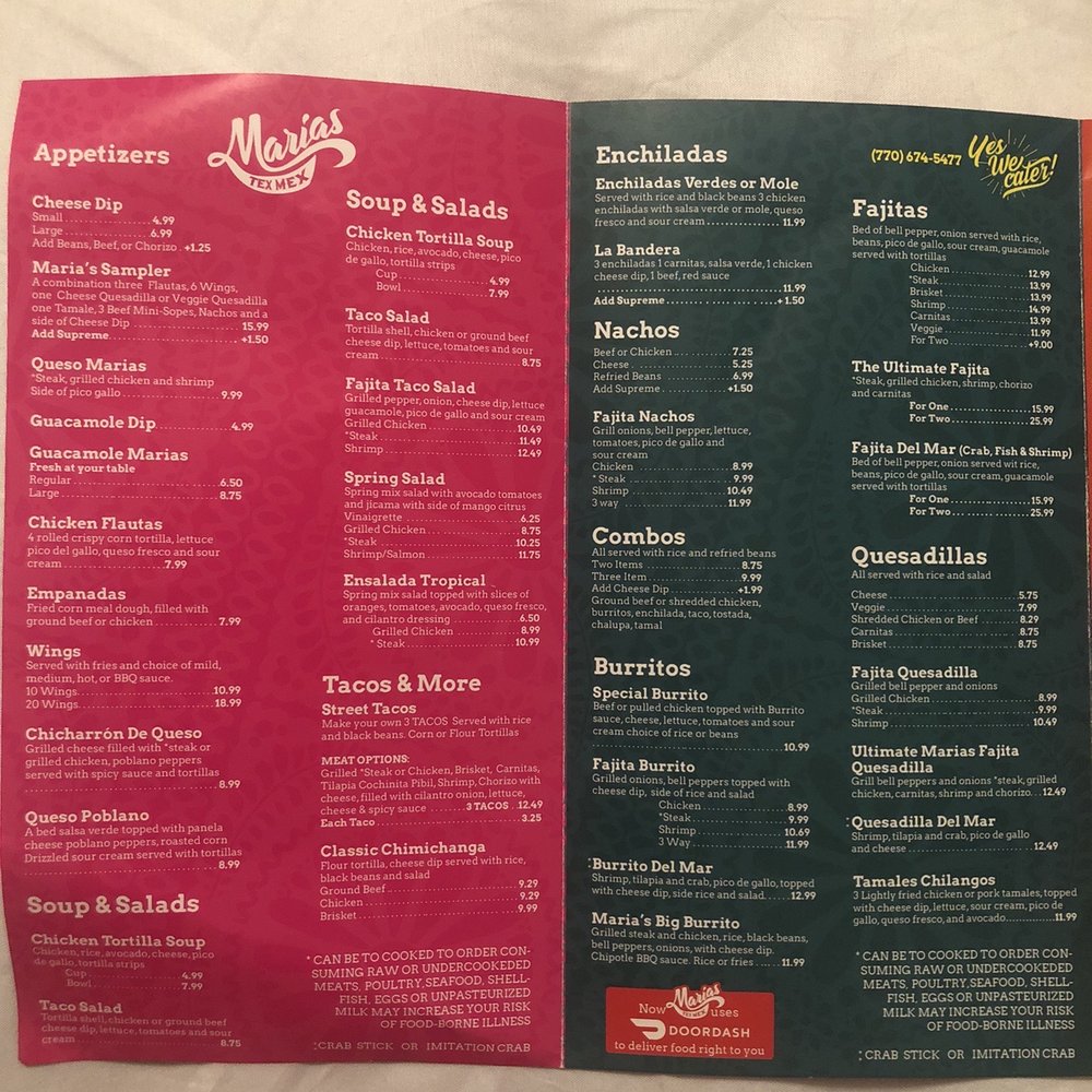 Maria's Tex Mex - Menu - Tex-Mex Near Me - Dacula, Georgia Maria's Tex Mex - Menu - Tex-Mex Near Me - Dacula, Georgia