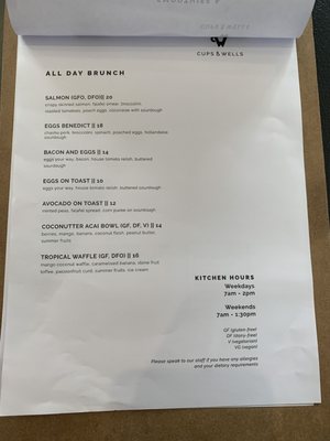 Menu photo 3 Cups and Wells Brisbane, QLD