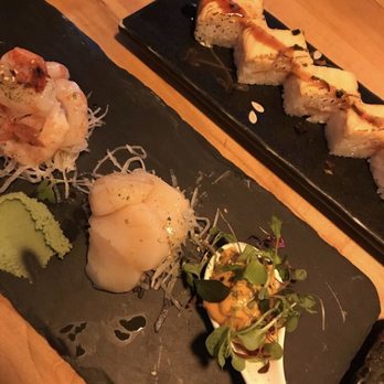 Saku Sushi - Pressed salmon sushi & sashimi platter (ebi, uni, hotate pictured) - Sushi Bars Near Me - Toronto, Ontario Saku Sushi - Pressed salmon sushi & sashimi platter (ebi, uni, hotate pictured) - Sushi Bars Near Me - Toronto, Ontario