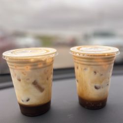 Story Coffeehouse - The Promised Land to go (new and maybe seasonal). It contains Honey, Espresso and Oat milk. Delicious and refreshing!