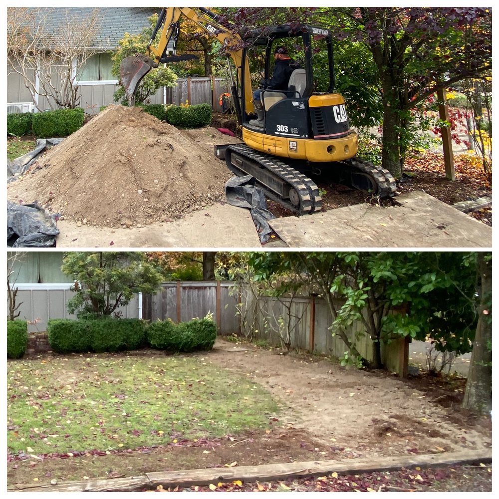 Side sewer replacement during/after photo Side sewer replacement during/after photo