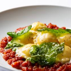 Marea Beverly Hills - Marubini - ricotta filled ravioli, cacio e pepe, tomato, basil, pine nut -handmade pasta at Marea Beverly Hills