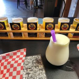 Beer flight and a beer slushy Beer flight and a beer slushy