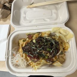 Shoyu Poke Nachos is da bomb! For $11.00 it is a deal. Tastes Ono! Will definitely order this again! Shoyu Poke Nachos is da bomb! For $11.00 it is a deal. Tastes Ono! Will definitely order this again!