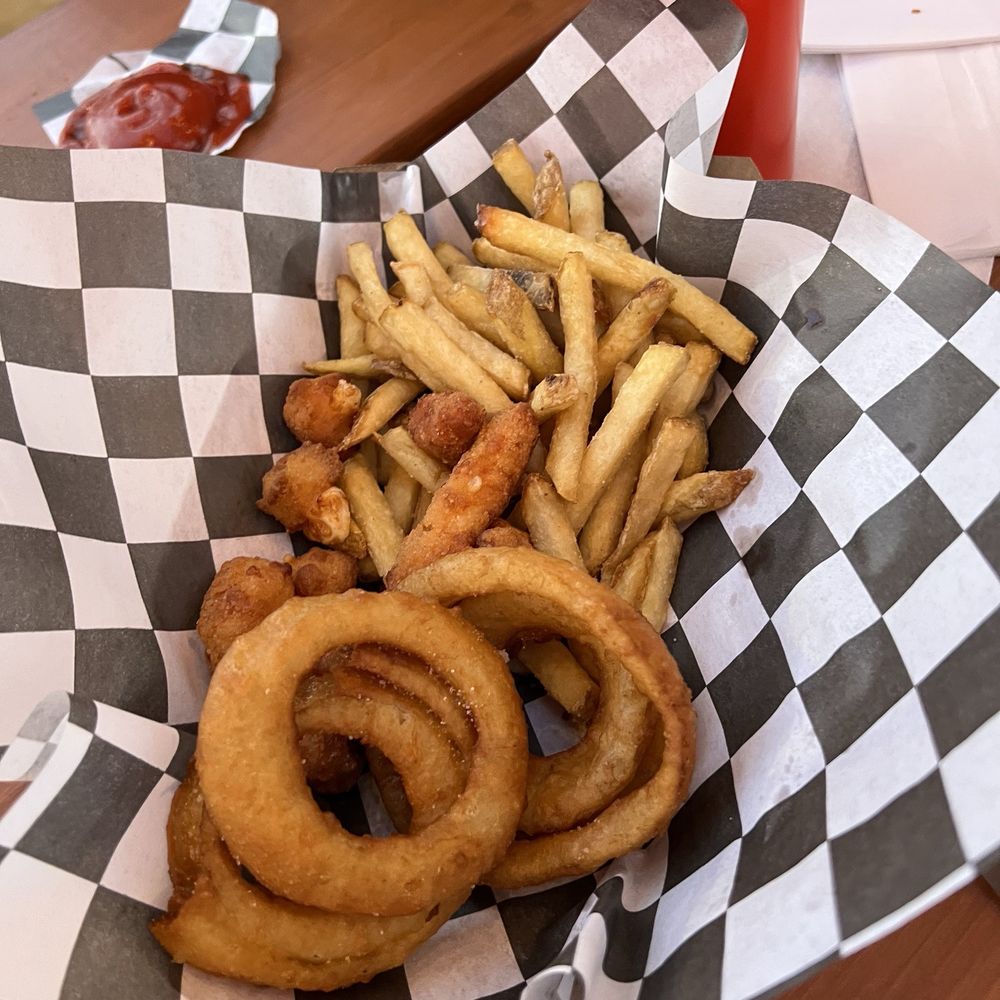 Steadfast Diner - Fries, rings, curds sampler. - Salad Near Me - Mesa, Arizona