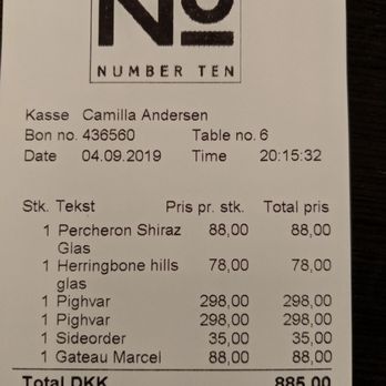 Restaurant No 10 - Dinner chargre. - Restaurants Near Me - Aabenraa, 84