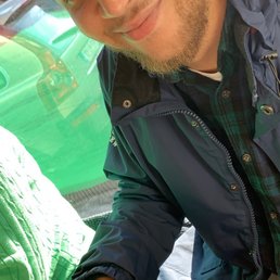 My boyfriend enjoying his fresh made coffee