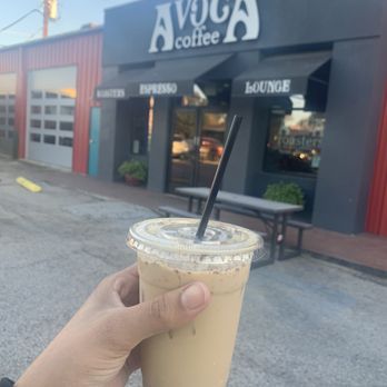 Avoca Coffee Roasters - Outside with my Texas Bourbon Butterscotch Latte - Coffee & Tea Near Me - Fort Worth, Texas