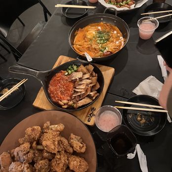 Misoolkwan OC - Bone-In Garlic Chicken +Stir-Fried Pork Belly and Kimchi + Rose Tteokbokki + Deep Fried Beef Intestine - Korean Near Me - Buena Park, California Misoolkwan OC - Bone-In Garlic Chicken +Stir-Fried Pork Belly and Kimchi + Rose Tteokbokki + Deep Fried Beef Intestine - Korean Near Me - Buena Park, California