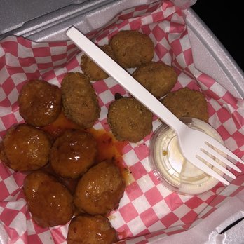 BadaBing Wings Zone - Mango habanero on the left & lemon pepper on the right. - Chicken Wings Near Me - Chicago, Illinois