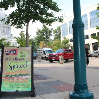 Milio's Sandwiches - a sign on the sidewalk - Sandwiches Near Me - Madison, Wisconsin Milio's Sandwiches - a sign on the sidewalk - Sandwiches Near Me - Madison, Wisconsin