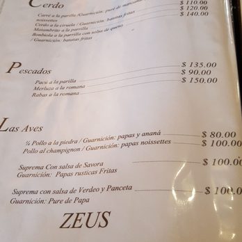 Zeus - Precios Julio 2017 - Steakhouses Near Me - Buenos Aires, C