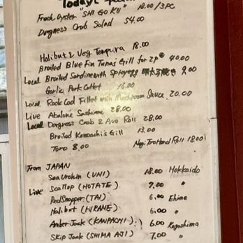 Akaoni - white board daily specials... - Sushi Bars Near Me - Carmel, California Akaoni - white board daily specials... - Sushi Bars Near Me - Carmel, California