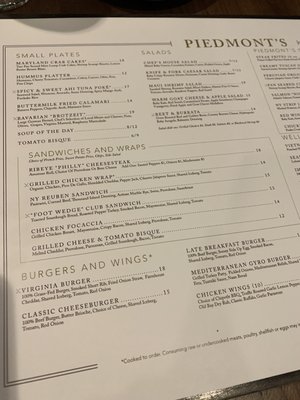Menu photo 3 Piedmont's Leesburg, VA Menu photo 3 Piedmont's Leesburg, VA