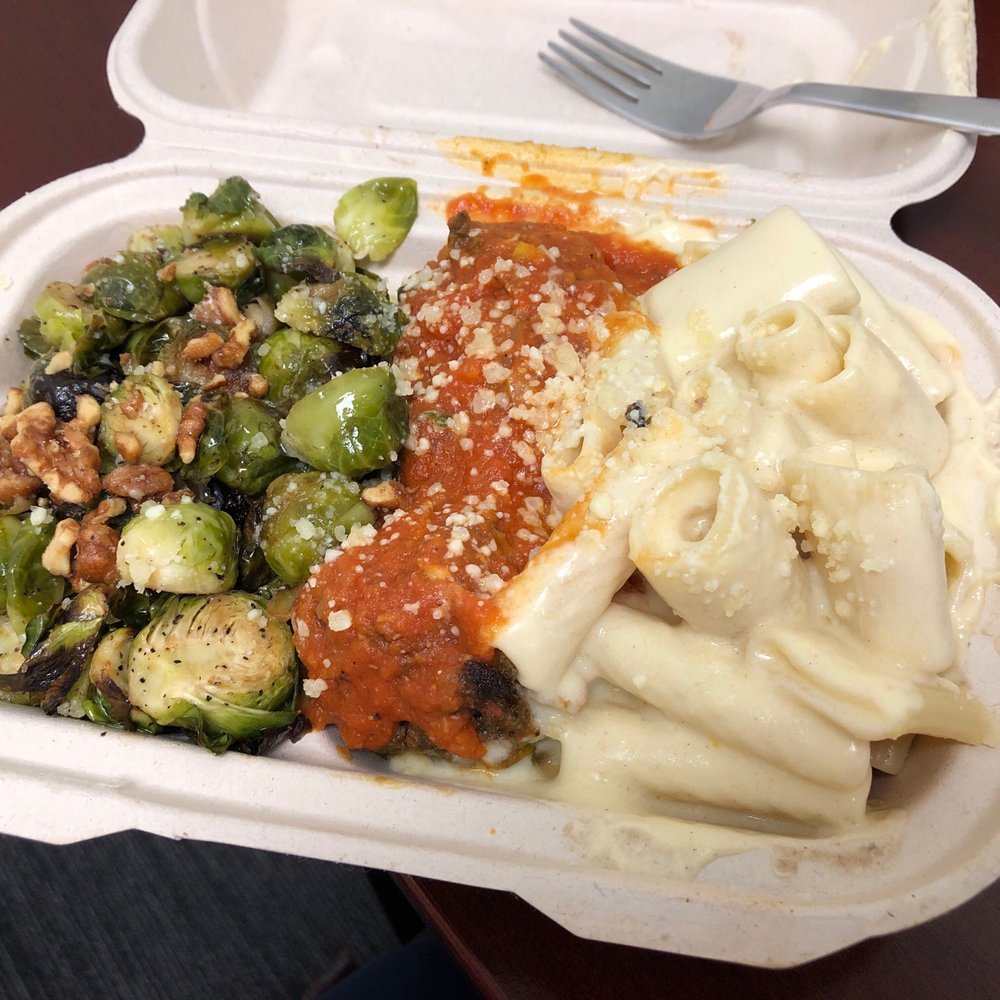 Ball or Nothing - Roasted Brussels Sprouts, Veggie Balls, Creamy mac & Cheese - Italian Near Me Ball or Nothing - Roasted Brussels Sprouts, Veggie Balls, Creamy mac & Cheese - Italian Near Me