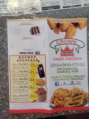 Menu photo 4 Crown Fried Chicken Leominster, MA Menu photo 4 Crown Fried Chicken Leominster, MA