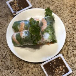 Lemongrass Chicken or Pork, Spring Rolls, & a Shrimp Salad Roll