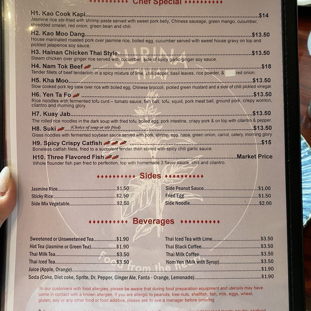 Surina Thai - Menu (September 2022) - Thai Near Me - Chamblee, Georgia Surina Thai - Menu (September 2022) - Thai Near Me - Chamblee, Georgia
