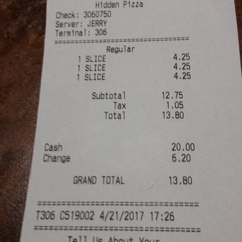 Hidden Pizza - my bill - Pizza Near Me - Reno, Nevada Hidden Pizza - my bill - Pizza Near Me - Reno, Nevada