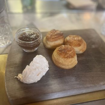 Manuela - Cream Biscuits, Steen's Butter, Raspberry & Apple Jam - New American Near Me - Los Angeles, California Manuela - Cream Biscuits, Steen's Butter, Raspberry & Apple Jam - New American Near Me - Los Angeles, California