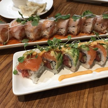 Jellyfish - Citrus hamachi and be someone rolls. Already ate most of the dumplings when they came out. :) - Japanese Near Me - Houston, Texas Jellyfish - Citrus hamachi and be someone rolls. Already ate most of the dumplings when they came out. :) - Japanese Near Me - Houston, Texas