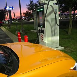 DC fast charger and Ford Dealership Sign
