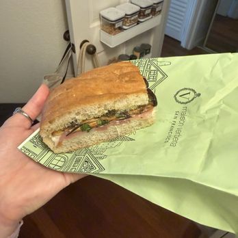 Maison Verbena - ocaccia prosciutto eggplant and black truffle sandwich - Bakeries Near Me - San Francisco, California Maison Verbena - ocaccia prosciutto eggplant and black truffle sandwich - Bakeries Near Me - San Francisco, California