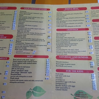 Restaurant los Alcatraces - Menu page 1 English - Mexican Near Me - Puerto Vallarta, JAL