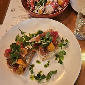 Brava Garden Eatery - Watermelon balsamic salad & Bruschetta. - Wine Bars Near Me - Pleasanton, California