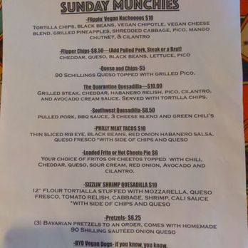 Flippers Tavern - Sunday Munchies menu - Bars Near Me - Lubbock, Texas
