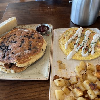First Watch - Blueberry pancakes, salmon omelette, and potatoes. - Breakfast & Brunch Near Me - Naperville, Illinois
