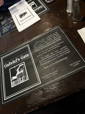 Menu photo 1 Gabriel's Gate Buffalo, NY Menu photo 1 Gabriel's Gate Buffalo, NY