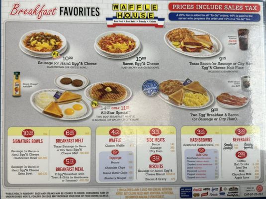 Menu photo 2 Waffle House Springfield, MO