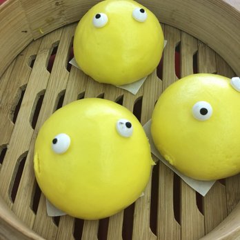 The Dim Sum - The eyes are sugar candy decorations. Filling is a sweet egg-yolk custard. - Dim Sum Near Me - Westminster, California