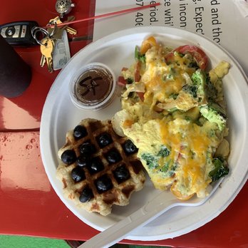 Waffles and Whatnot - My scramble with veggies like broccoli & asparagus! - Waffles Near Me - Anchorage, Alaska